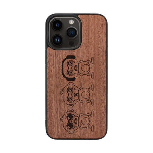 Three Wise Monkeys Wooden iPhone Case For iPhone 16 15 14 13 12 11 Se 8 7 Mini Plus Pro Max