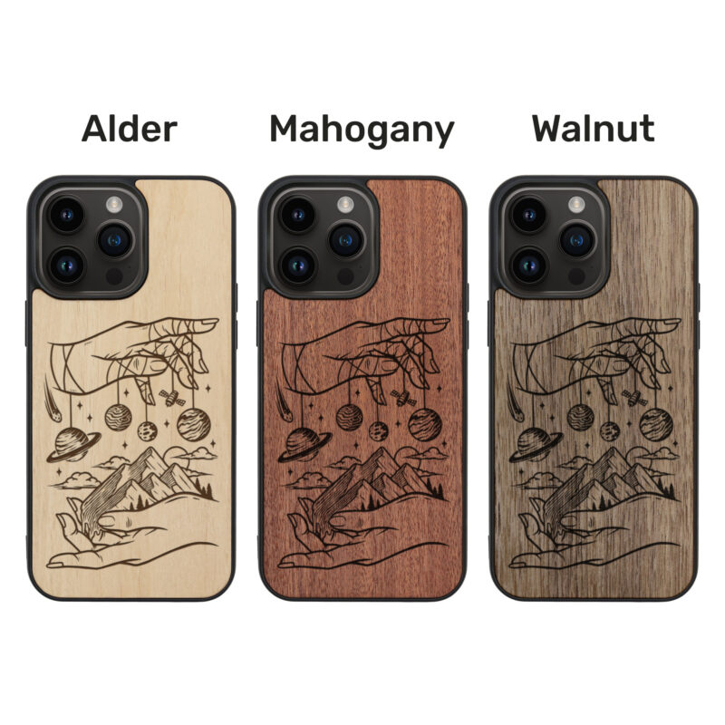 Universe Wooden iPhone Case For iPhone 16 15 14 13 12 11 Se 8 7 Mini Plus Pro Max