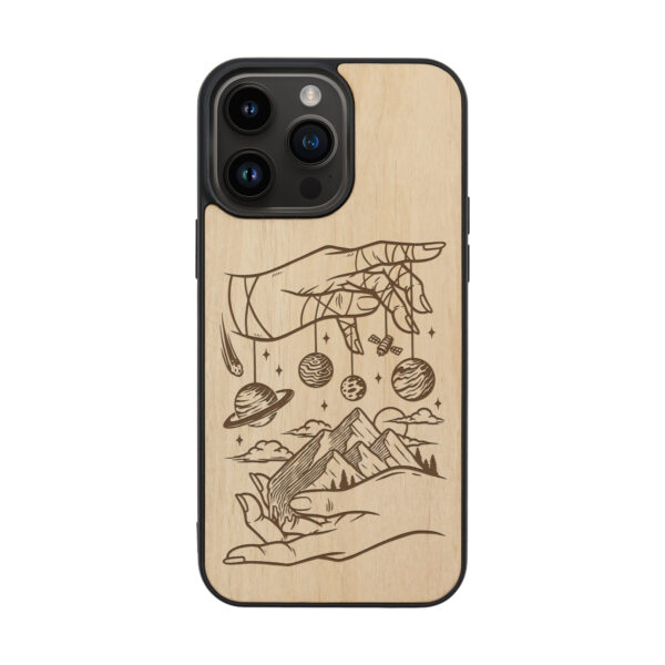 Universe Wooden iPhone Case For iPhone 16 15 14 13 12 11 Se 8 7 Mini Plus Pro Max