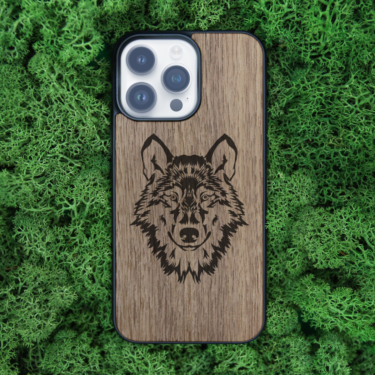 Wolf Wooden iPhone Case For iPhone 16 15 14 13 12 11 Se 8 7 Mini Plus Pro Max