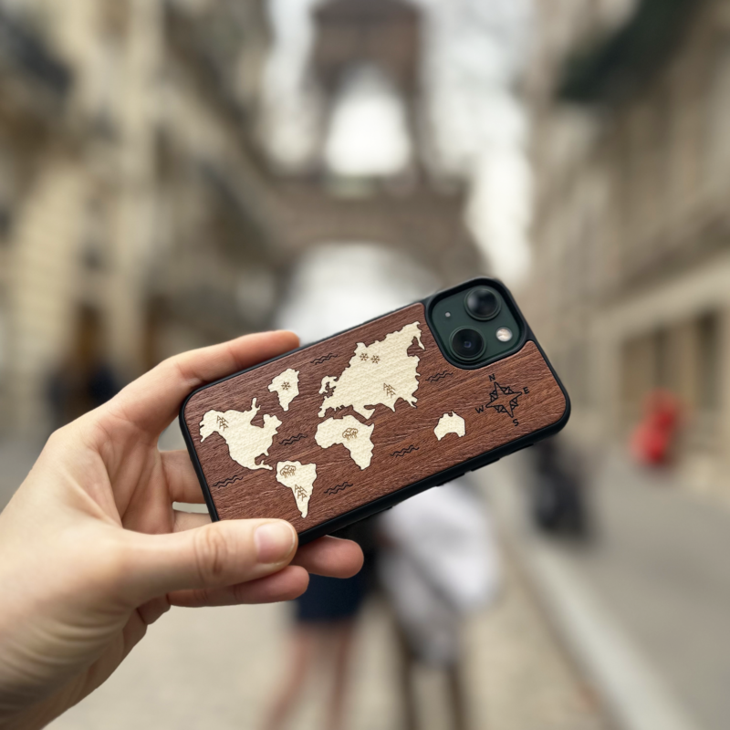 World Map Wooden iPhone Case For iPhone 16 15 14 13 12 11 Se 8 7 Mini Plus Pro Max