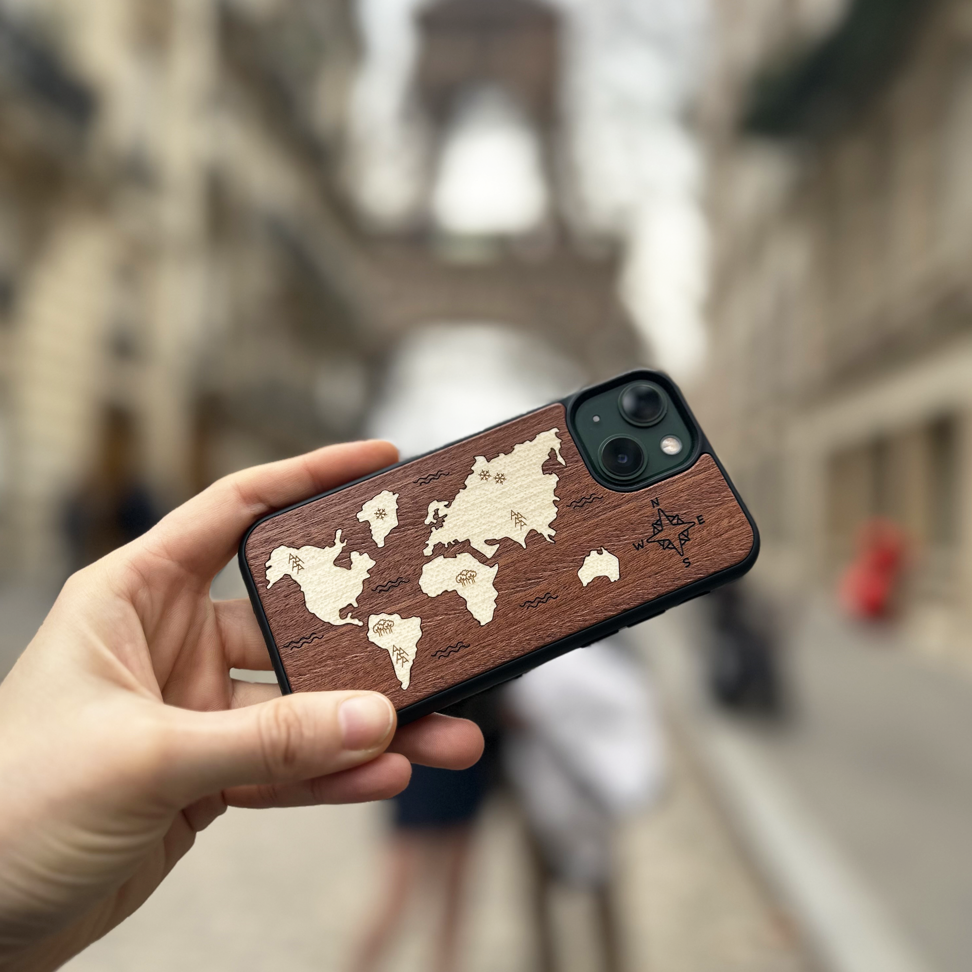 World Map Wooden iPhone Case For iPhone 16 15 14 13 12 11 Se 8 7 Mini Plus Pro Max