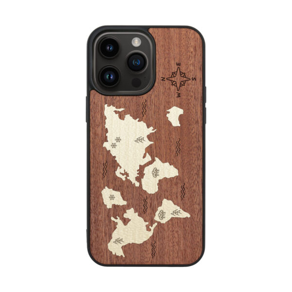 World Map Wooden iPhone Case For iPhone 16 15 14 13 12 11 Se 8 7 Mini Plus Pro Max