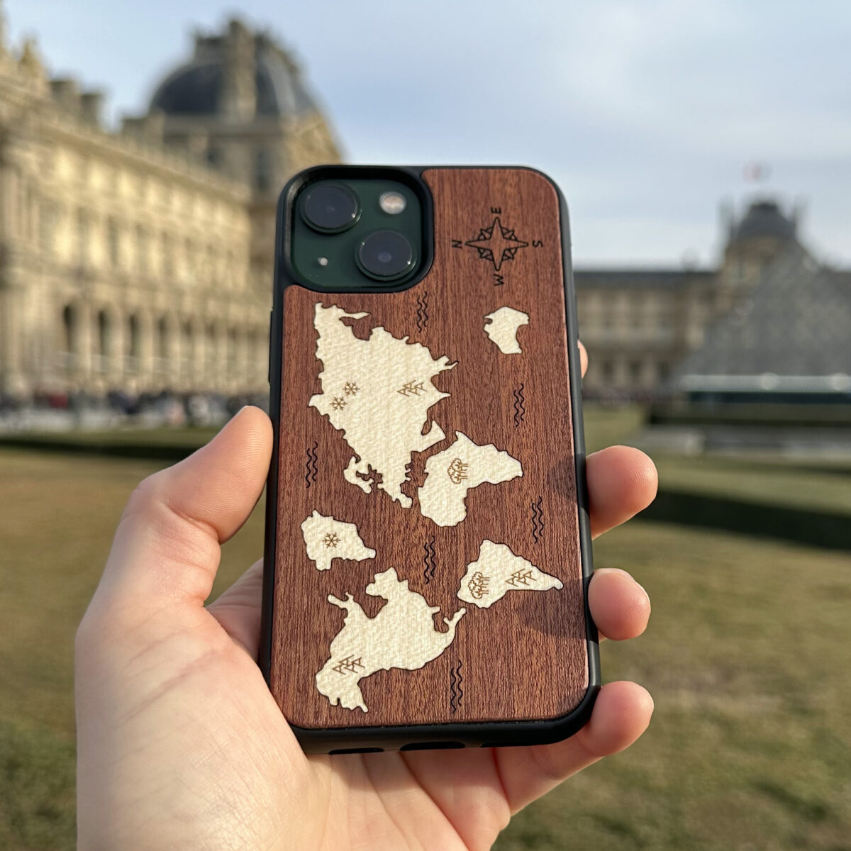 World Map Wooden iPhone Case For iPhone 16 15 14 13 12 11 Se 8 7 Mini Plus Pro Max