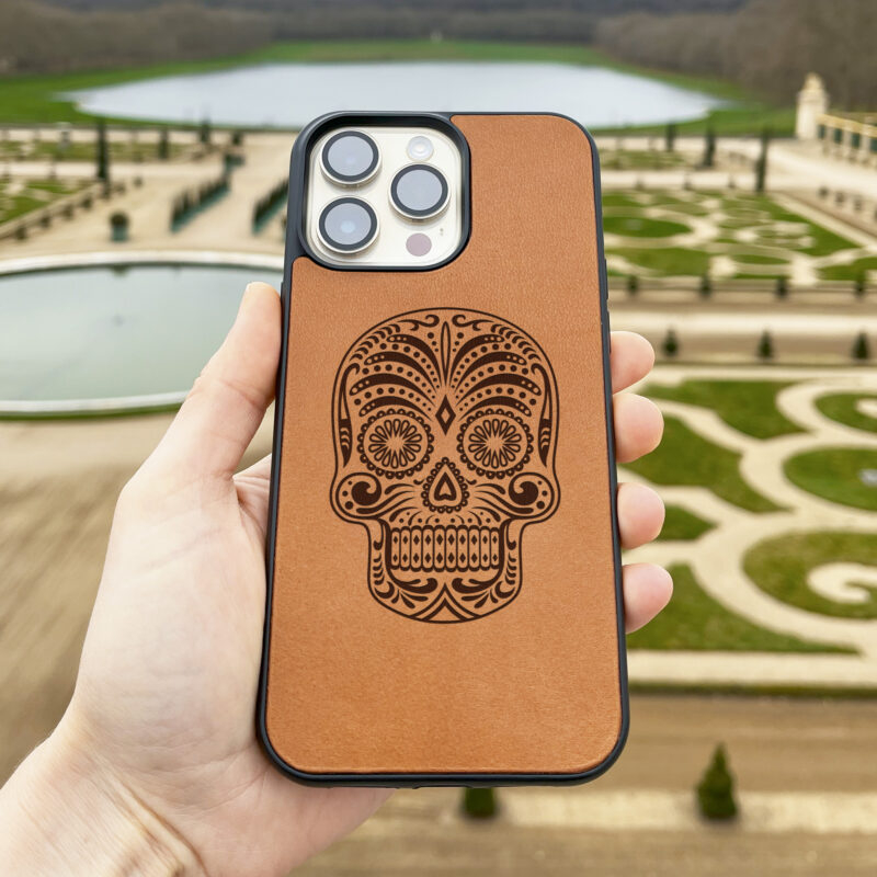 Sugar Skull Leather iPhone Case