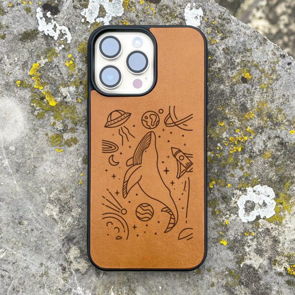 Space Whale Leather iPhone case