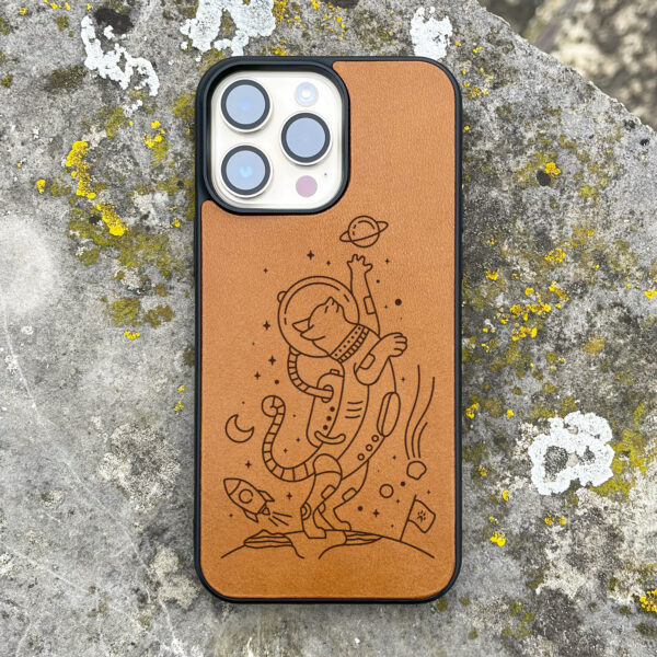 Space Cat Leather iPhone case