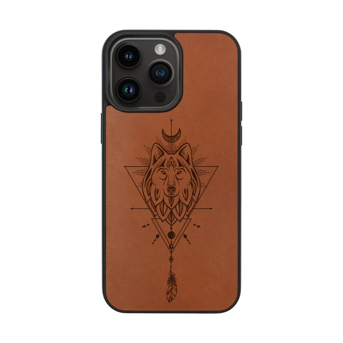 Ethnic Wolf Leather iPhone case